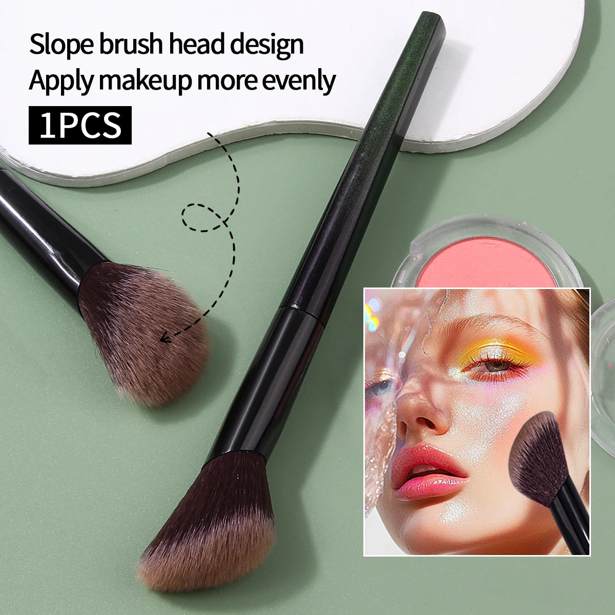 1/2PCS  soft bevel blush brush, highlight brush, contour brush, and smudge brush - a multi-purpose makeup brush tool