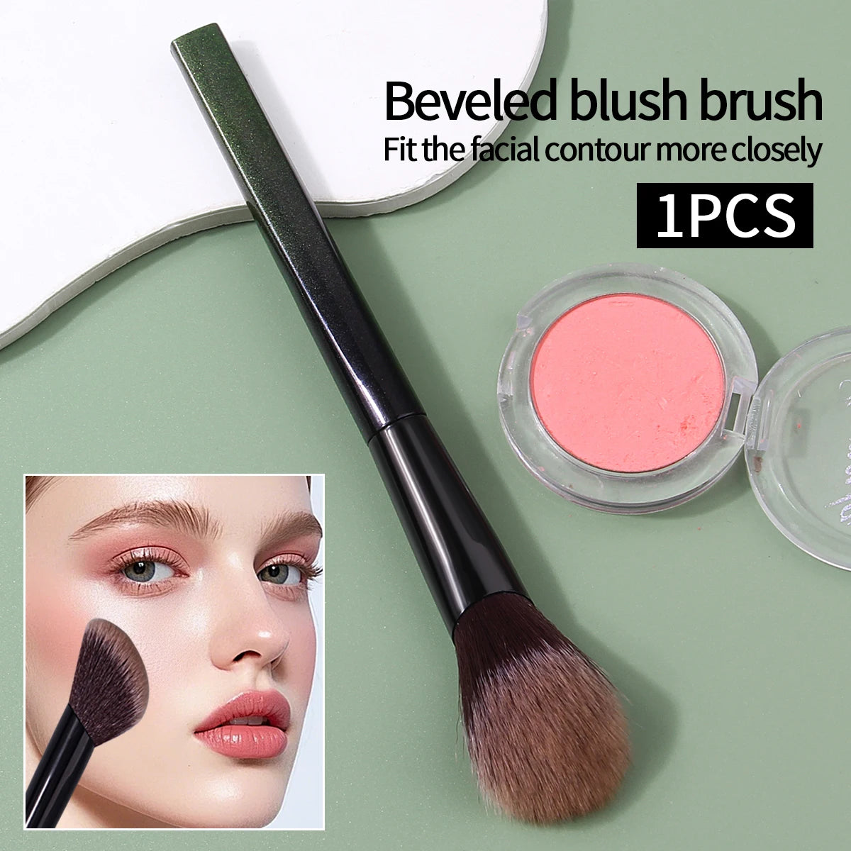 1/2PCS  soft bevel blush brush, highlight brush, contour brush, and smudge brush - a multi-purpose makeup brush tool